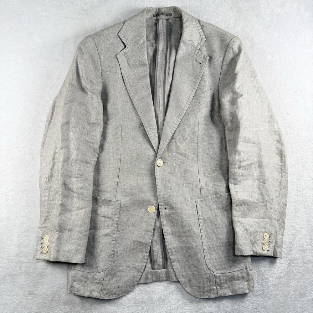 Gutteridge Dal 1878 Blazer Sport Coat Mens 36S Unconstructed 100% Linen Woven